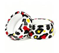 2 Packs Ring Cover Compatible with Oura Ring Gen 4/4 Ceramic/Gen 3 Horizon/Heritage/Ultrahuman - Abrasion-Resistant, Elastic Silicone Protective Sleeve (Colorful Leopard Print, M(Size10-13))
