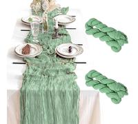2 Packs Sage Green Table Runner Cheesecloth 10FT Boho Gauze Fabric Rustic Sheer Cheese Cloth 35 x 120 Inch Runners for Wedding Birthday Baby Shower Party Boho Table Decoration