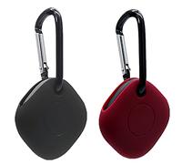 (2 Packs) Samsung Galaxy SmartTags Cases,Premium Soft Skin Rubber Protective Cases Cover Anti-Scratch Lightweight with Clips Keychain Fit for Galaxy SmartTags/SmartTag+ Plus (Black + Wine Red)