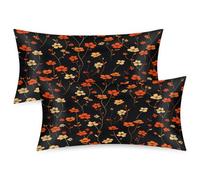 2 Packs Satin Pillowcase for Hair and Skin, Abstract Tiny Flower Silk Pillowcase with Hidden Zipper, King Size 50x100cm Pillow Cover for Bedroom Sofa Home Decoration Gift for Women Men
