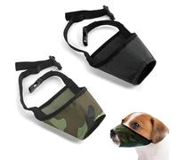 2-Packs Short Snout No Barking Dog Muzzle, Adjustable Breathable Puppy Muzzles Fits Small Dogs, for Grooming/Vet Visits/Prevents Biting/Fighting (Black + Camo)
