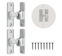 2 Packs Silver Barn Door Latch, Bathroom Doors Lock, 2 Installation Methods, Aluminum Alloy 90/180 Degree Gate Lock, Flip Gate Latches Hardware for Garden Outdoor Garage Window Sliding Door