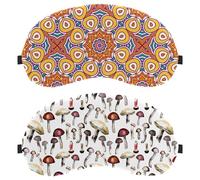 2 Packs Sleep Eye Mask for Side Sleeper, Hand Painted Wild Mushroom Pattern Sleeping Mask, Light Blocking Eye Mask, Soft Eye Shade Cover for Travel, Nap, Plane