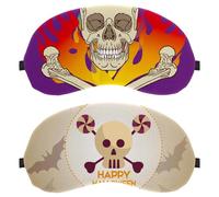 2 Packs Sleep Eye Mask for Side Sleeper, Skull Bats Happy Halloween Sleeping Mask, Light Blocking Eye Mask, Soft Eye Shade Cover for Travel, Nap, Plane