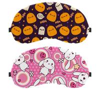 2 Packs Sleep Eye Mask for Side Sleeper, Sleeping Mask, Cute Ghost Rabbit Pink Pattern Light Blocking Eye Mask, Soft Eye Shade Cover for Travel, Nap, Plane