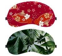 2 Packs Sleep Eye Mask for Side Sleeper, Sleeping Mask, Exotic Green Leaves Plant Light Blocking Eye Mask, Soft Eye Shade Cover for Travel, Nap, Plane