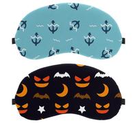 2 Packs Sleep Eye Mask for Side Sleeper, Sleeping Mask, Halloween Stars Bats & Grimace Pattern Light Blocking Eye Mask, Soft Eye Shade Cover for Travel, Nap, Plane