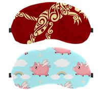 2 Packs Sleep Eye Mask for Side Sleeper, Sleeping Mask, Light Blocking Eye Mask, Cute Ccartoon Pink Piggy Pig Cloud Soft Eye Shade Cover for Travel, Nap, Plane
