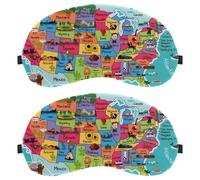2 Packs Sleep Eye Mask for Side Sleeper, Sleeping Mask, Light Blocking Eye Mask, United State of American Map Soft Eye Shade Cover for Travel, Nap, Plane