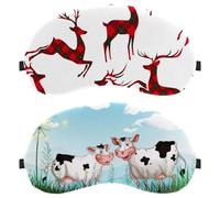 2 Packs Sleep Eye Mask for Side Sleeper, Two Farm Cows at The Grassland Sleeping Mask, Light Blocking Eye Mask, Soft Eye Shade Cover for Travel, Nap, Plane