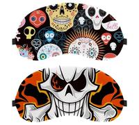 2 Packs Sleep Mask, Completely Block Out Light Eye Mask for Side Sleeper, Cool Skull Skeleton Pirates Zero Eye Pressure Night Blindfold, Adjustable Eye Shade Cover