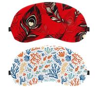 2 Packs Sleep Mask, Completely Block Out Light Eye Mask for Side Sleeper, Coral Fishes Pattern Zero Eye Pressure Night Blindfold, Adjustable Eye Shade Cover