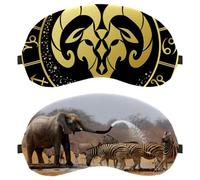 2 Packs Sleep Mask, Completely Block Out Light Eye Mask for Side Sleeper, Elephant Zebras Zero Eye Pressure Night Blindfold, Adjustable Eye Shade Cover