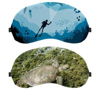 2 Packs Sleep Mask, Completely Block Out Light Eye Mask for Side Sleeper, Sea Turtle Animal Tortoise Zero Eye Pressure Night Blindfold, Adjustable Eye Shade Cover