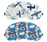 2 Packs Sleep Mask, Completely Block Out Light Eye Mask for Side Sleeper, Shark is Cute Zero Eye Pressure Night Blindfold, Adjustable Eye Shade Cover