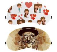 2 Packs Sleep Mask, Completely Block Out Light Eye Mask for Side Sleeper, Steampunk Man Zero Eye Pressure Night Blindfold, Adjustable Eye Shade Cover