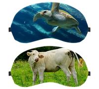 2 Packs Sleep Mask, Completely Block Out Light Eye Mask for Side Sleeper, Zero Eye Pressure Night Blindfold, Cow Animal Dairy Cattle Herbivore Adjustable Eye Shade Cover