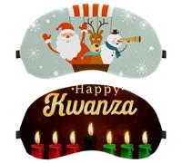 2 Packs Sleep Mask, Completely Block Out Light Eye Mask for Side Sleeper, Zero Eye Pressure Night Blindfold, Happy Kwanzaa Candle Celebration Adjustable Eye Shade Cover