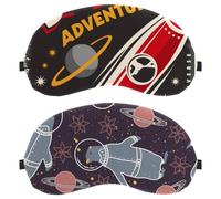 2 Packs Sleep Mask, Completely Block Out Light Eye Mask for Side Sleeper, Zero Eye Pressure Night Blindfold, Galaxy Planet Spaceship Polar Bear Astronaur Adjustable Eye Shade Cover