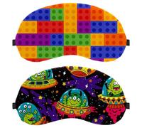 2 Packs Sleep Mask Cover Alien Monsters Cartoon, Eye Mask for Men Women, Breathable Sleeping Eye Masks, Zero Eye Pressure for Sleeping