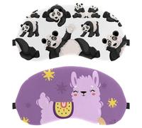 2 Packs Sleep Mask Cover, Cute Purple Llama Alpaca on The Cloud Eye Mask for Men Women, Breathable Sleeping Eye Masks, Zero Eye Pressure for Sleeping