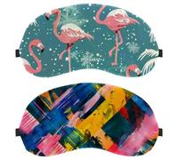 2 Packs Sleep Mask Cover, Eye Mask for Men Women, Art Watercolor Geometry Grid Pattern Breathable Sleeping Eye Masks, Zero Eye Pressure for Sleeping