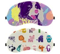 2 Packs Sleep Mask Cover, Eye Mask for Men Women, Cute Cartoon Zoo Alphabet Funny Animals Breathable Sleeping Eye Masks, Zero Eye Pressure for Sleeping