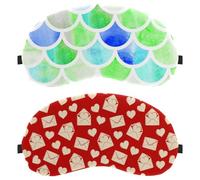 2 Packs Sleep Mask Cover, Retro Red Love Letter Heart Pattern Eye Mask for Men Women, Breathable Sleeping Eye Masks, Zero Eye Pressure for Sleeping