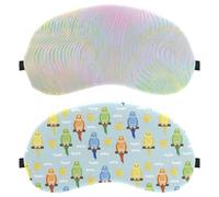 2 Packs Sleep Mask Cute Cartoon Budgie Pattern, Eye Mask for Men Women, No Pressure Night Eye Cover, Breathable Sleeping Eye Mask, Light Blocking