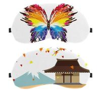 2 Packs Sleep Mask, Eye Mask for Men Women, Japanese Autumn Maple House Mountain No Pressure Night Eye Cover, Breathable Sleeping Eye Mask, Light Blocking