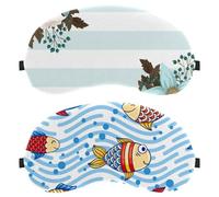 2 Packs Sleep Mask, Eye Mask for Men Women, No Pressure Night Eye Cover, Fish Stripe Ocean Breathable Sleeping Eye Mask, Light Blocking