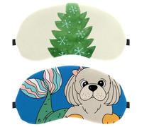 2 Packs Sleep Mask, Eyeshade for Side Sleeper Men Women, Hand Drawn Cute Dog Puppy with Mermaid Tail Light Blocking Eye Mask Cover with Adjustable Strap, Night Blindfold