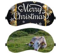 2 Packs Sleep Mask for Back and Side Sleeper Animal Cow Meadow Dairy Cattle, 100% Light Blocking Eye Mask, Adjustable & Breathable Sleeping Eye Cover, Zero Eye Pressure