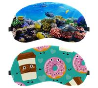 2 Packs Sleep Mask for Back and Side Sleeper Comic Coffee Cup Donut, 100% Light Blocking Eye Mask, Adjustable & Breathable Sleeping Eye Cover, Zero Eye Pressure