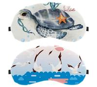 2 Packs Sleep Mask for Back and Side Sleeper Crowd Albatross Beach Seaside Pattern 100% Light Blocking Eye Mask Adjustable & Breathable Sleeping Eye Cover Zero Eye Pressure
