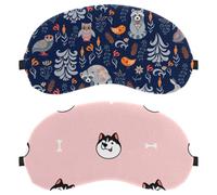 2 Packs Sleep Mask for Back and Side Sleeper, Cute Husky Dog Head with Bone 100% Light Blocking Eye Mask, Adjustable & Breathable Sleeping Eye Cover, Zero Eye Pressure