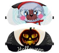 2 Packs Sleep Mask for Back and Side Sleeper Happy Halloween Pumpkin Background, 100% Light Blocking Eye Mask, Adjustable & Breathable Sleeping Eye Cover, Zero Eye Pressure