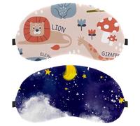 2 Packs Sleep Mask for Back and Side Sleeper Moon Stars, Clouds, 100% Light Blocking Eye Mask, Adjustable & Breathable Sleeping Eye Cover, Zero Eye Pressure
