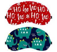 2 Packs Sleep Mask for Side Sleeper Men Women, Light Blocking Eye Mask Cover Eyeshade with Adjustable Strap, Cartoon Cute Green Dinosaurs Navy Night Blindfold