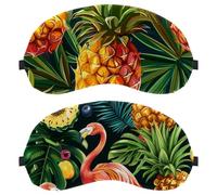 2 Packs Sleep Mask for Side Sleeper Men Women, Light Blocking Eye Mask Cover Eyeshade with Adjustable Strap, Flamingo Blueberry Pineapple Night Blindfold