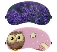 2 Packs Sleep Mask for Side Sleeper Men Women, Light Blocking Eye Mask Cover Eyeshade with Adjustable Strap, Cute Owls with Stars Moon Night Blindfold