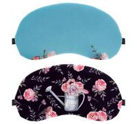 2 Packs Sleep Mask for Side Sleeper Men Women, Light Blocking Eye Mask Cover Eyeshade with Adjustable Strap, Painted Pink Flowers Pattern Black Night Blindfold