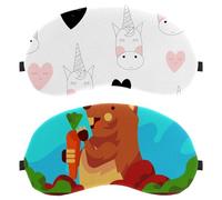 2 Packs Sleep Mask, Gopher Eating Carrot Completely Block Out Light Eye Mask for Side Sleeper, Zero Eye Pressure Night Blindfold, Adjustable Eye Shade Cover