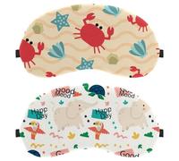 2 Packs Sleep Mask, Happy Day Toucan Turtle Elephant Doodle Completely Block Out Light Eye Mask for Side Sleeper, Zero Eye Pressure Night Blindfold, Adjustable Eye Shade Cover