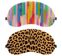 2 Packs Sleep Mask, Leopard Print Beautiful Completely Block Out Light Eye Mask for Side Sleeper, Zero Eye Pressure Night Blindfold, Adjustable Eye Shade Cover
