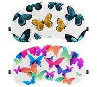 2 Packs Sleep Mask, Light Blocking Sleeping Eye Mask for Women Men, Butterfly Background Night Blindfold, Breathable Eye Mask Cover