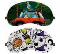 2 Packs Sleep Mask, Light Blocking Sleeping Eye Mask for Women Men, Night Blindfold, Halloween Pumpkin Youkai Magic Cute Breathable Eye Mask Cover