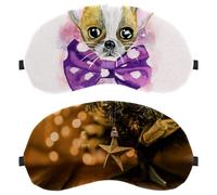 2 Packs Sleep Mask, Light Blocking Sleeping Eye Mask for Women Men, Night Blindfold, Little Decorated Fir Tree Wood Board Breathable Eye Mask Cover