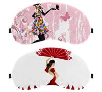 2 Packs Sleep Mask, Light Blocking Sleeping Eye Mask for Women Men, Night Blindfold, Red Spanish Dancer with Fan Breathable Eye Mask Cover
