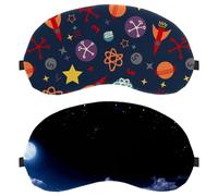 2 Packs Sleep Mask, Light Blocking Sleeping Eye Mask for Women Men, Space Universe Moon Cloud Night Blindfold, Breathable Eye Mask Cover